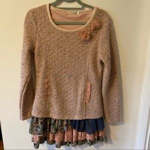 Adorable Pink heathered sweater dress w/tiered skirt